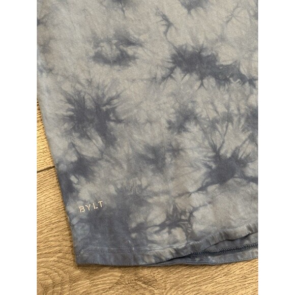 BYLT Shirt Mens Size Large Tee Drop Cut Short Sleeve Crewneck Tie Dye Blue - Picture 3 of 7